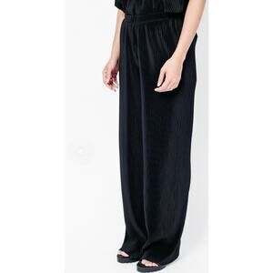 JUST FEMALE Quint Satin Ribbed Pull On Elastic Waist Pants Black Small